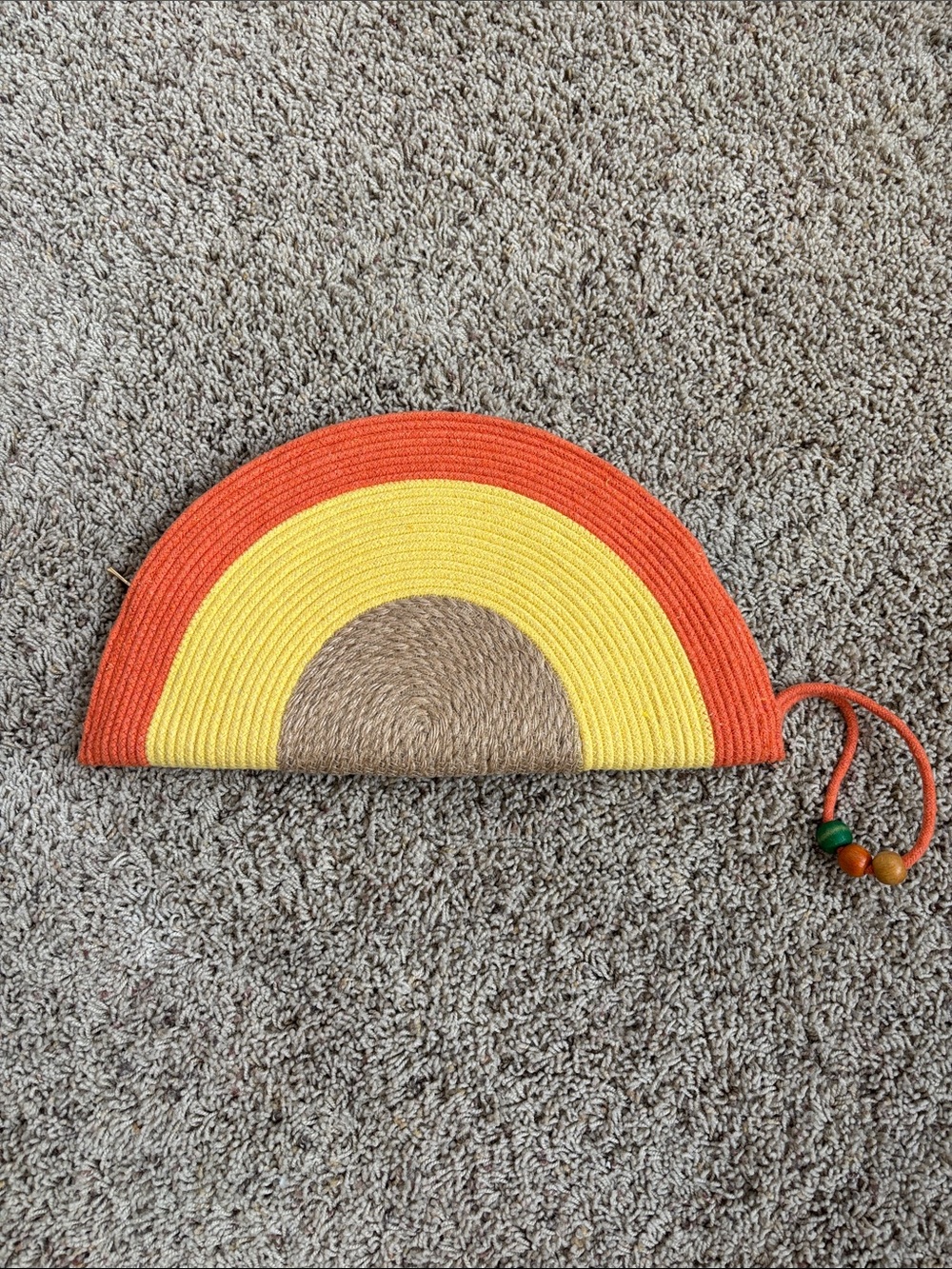 Handwoven Half-Moon Clutch in Orange, Yellow & Natural